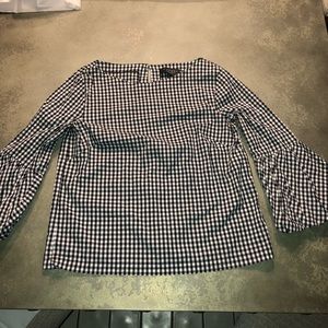 Laundry— black checkered long sleeve shirt